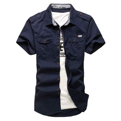 SQSI tooling military epaulettes double bag short sleeve 2019 loose large size casual half sleeve shirt 4939
SQSI tooling military epaulettes double bag short sleeve 2019 loose large size casual half sleeve shirt 4939