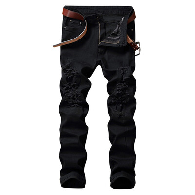 Zip Fly Straight Jeans with Extreme Rips 
Zip Fly Straight Jeans with Extreme Rips
