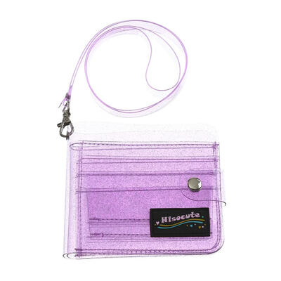 Bling Transparent ID Card Holder PVC Women Folding Short Money Clip Wallet