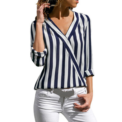 Fashion Spring Sexy V-Neck Womens Blouse Female Girl Striped Long-Sleeved Irregular Work Office Woman Blouses
Fashion Spring Sexy V-Neck Womens Blouse Female Girl Striped Long-Sleeved Irregular Work Office Woman Blouses