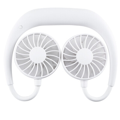 〖Follure〗Rechargeable Portable USB Neckband Lazy Neck Hanging Style Dual Cooling Fan