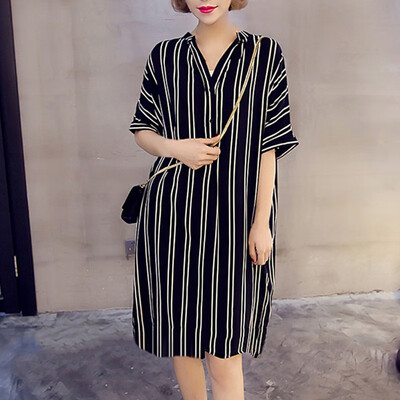 Plus Size Loose Striped Dress Women V Neck 2018 Fashion Short Sleeve Print Stripe Dress Beach Cotton Femme Vestidos
Plus Size Loose Striped Dress Women V Neck 2018 Fashion Short Sleeve Print Stripe Dress Beach Cotton Femme Vestidos