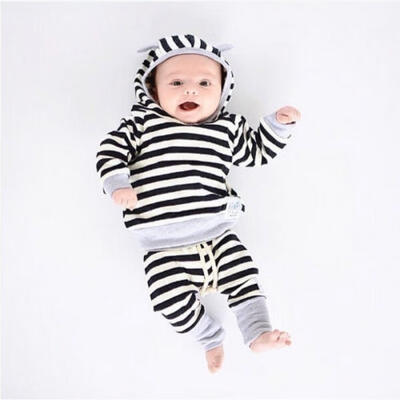 2PCS Cute Striped Toddler Kids Baby Boy Girl Hooded Long Sleeve Striped Tops Long Pants Outfits Clothes Set
2PCS Cute Striped Toddler Kids Baby Boy Girl Hooded Long Sleeve Striped Tops Long Pants Outfits Clothes Set