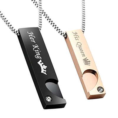 Her King HisHer Queen HisHer Titanium Steel Fashion Mini Couple Pendant Necklace Set Couples Gift for Lover Valentine
Her King HisHer Queen HisHer Titanium Steel Fashion Mini Couple Pendant Necklace Set Couples Gift for Lover Valentine