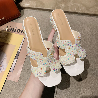 Sandals&slippers women wear rhinestone rough heel beach shoes in summer the seaside tourist port fashion Joker net red H slip
Sandals&slippers women wear rhinestone rough heel beach shoes in summer the seaside tourist port fashion Joker net red H slip
