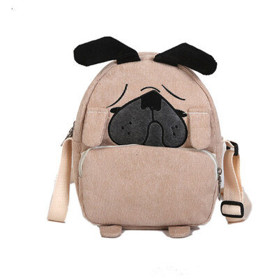 Lovely Cartoon Dog Canvas Shoulder Bag Adjustable Strap Woman Leisure Bag Pouch
