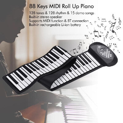 88 Keys MIDI Roll Up Piano Electronic Silicon Keyboard Built-in Stereo Speaker 1200mA Li-ion Battery Support BT Connection Record
88 Keys MIDI Roll Up Piano Electronic Silicon Keyboard Built-in Stereo Speaker 1200mA Li-ion Battery Support BT Connection Record
