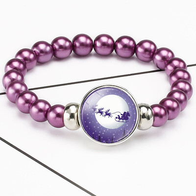 Creative Cartoon Elk Santa Gem Retractable Beaded Bracelet Christmas Gift