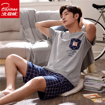 Arctic velvet Bejirog pajamas mens summer cotton short-sleeved shorts youth Korean casual cotton summer thin section home service suit 2005 gray
Arctic velvet Bejirog pajamas mens summer cotton short-sleeved shorts youth Korean casual cotton summer thin section home service suit 2005 gray