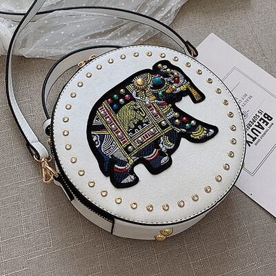 Diamond small round bag 2019 new summer Joker Korean elephant embroidery rivet Messenger bag shoulder bag
Diamond small round bag 2019 new summer Joker Korean elephant embroidery rivet Messenger bag shoulder bag