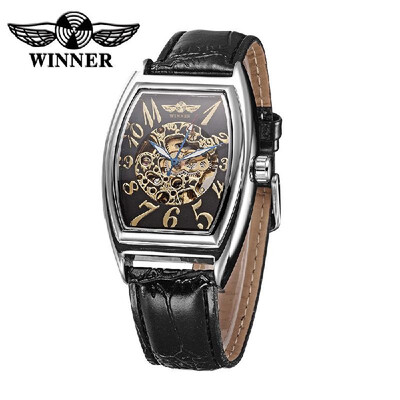 WINNER Tonneau Shaped Watchcase Self-wind Mechanical Wristwatch Comfortable PU Leather Skeleton Automatic Watch
WINNER Tonneau Shaped Watchcase Self-wind Mechanical Wristwatch Comfortable PU Leather Skeleton Automatic Watch