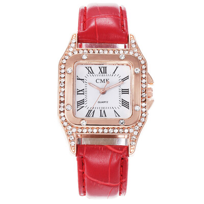 Fashion Square Ladies Watches Retro Diamond Dial Reloj hombre Leather Casual Female Clock Baracelet Watch Montre Feminino 533