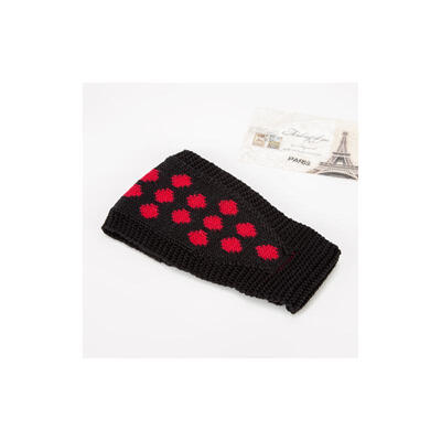 Crochet Headbands Polka Dot Hair Accessories with Plastic Button Black 140x130x4mm