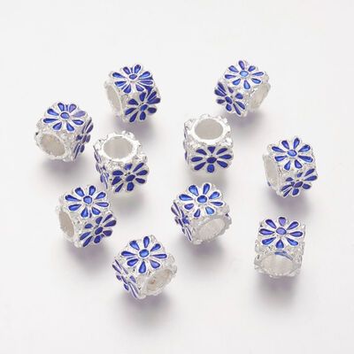 Alloy Enamel European Beads Large Hole Beads Cube with Flower Pattern Silver Blue 8x8x8mm Hole 5mm
Alloy Enamel European Beads Large Hole Beads Cube with Flower Pattern Silver Blue 8x8x8mm Hole 5mm