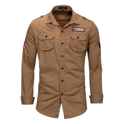 Male Military Shirt Men Turn-down Collar Zipper Shirts Long Sleeve Casual Cotton Shirt
Male Military Shirt Men Turn-down Collar Zipper Shirts Long Sleeve Casual Cotton Shirt