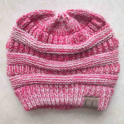 Autumn winter hat knit ponytail warm cap ladies wool cap