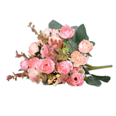 Artificial Rose Bouquet Silk Cloth Fake Flowers Wedding Party Home Decoration Dried Flowers