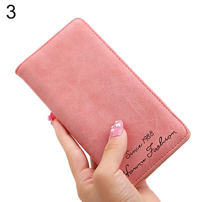 Womens Retro Frosted Faux Leather Long Purse Card Holder Wallet Clutch Bag