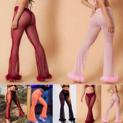 Women High Waist See Through Flared Leg Mesh Summer Beach Long Pants Trousers
Women High Waist See Through Flared Leg Mesh Summer Beach Long Pants Trousers