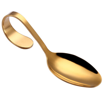 Stainless Steel Hotel Buffet Kitchen Curved Handle Dessert Soup Spoon Cutlery