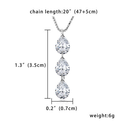 Silver Color Necklace Waterdrop CZ crystal Zircon Stone Pendant Necklace Jewelry Women Bridal Wedding Collare Necklaces 47cm
Silver Color Necklace Waterdrop CZ crystal Zircon Stone Pendant Necklace Jewelry Women Bridal Wedding Collare Necklaces 47cm