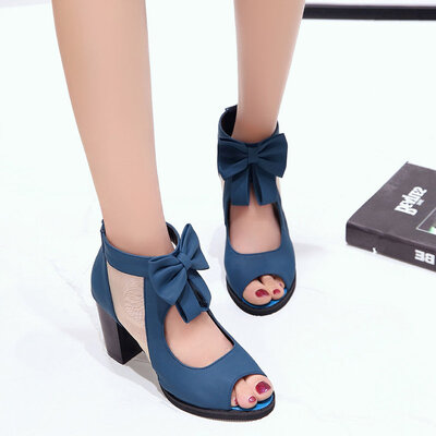 Spring 2018 Rough-heeled Fishmouth Sandals Single Shoes Womens Butterfly-knotted Mesh High-heeled Shoes Womens Fashion Summer 
Spring 2018 Rough-heeled Fishmouth Sandals Single Shoes Womens Butterfly-knotted Mesh High-heeled Shoes Womens Fashion Summer