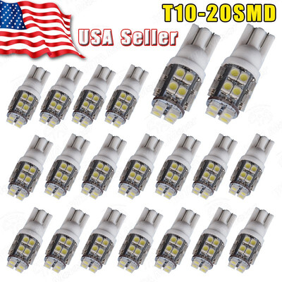 20x Super White T10 192 921 194 20SMD LED Backup Reserve Side Wedge Light Bulbs