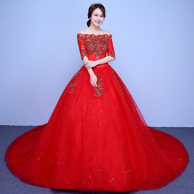 Elegant Boat Neck Wedding Dress Half Sleeve Ball Gown Lace Embroidery Diamond Bridal Wedding Dresses Plus Size
Elegant Boat Neck Wedding Dress Half Sleeve Ball Gown Lace Embroidery Diamond Bridal Wedding Dresses Plus Size