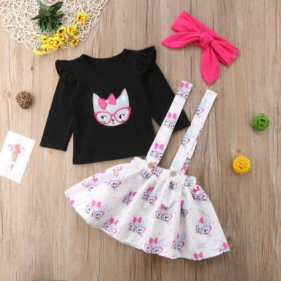 Cute Kids Baby Girls Owls Outfits Clothes Long Sleeve T-shirt TopsStrap Skirt DressHeadband 3PCS Set
Cute Kids Baby Girls Owls Outfits Clothes Long Sleeve T-shirt TopsStrap Skirt DressHeadband 3PCS Set