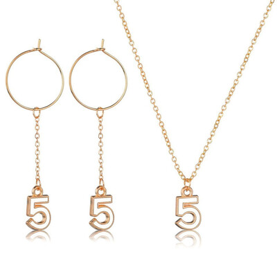 Women New Fashion Wedding Earring&Necklace Sets Number 5 Pendant Necklace Female Trendy Jewelry Personality Earrings Necklace
Women New Fashion Wedding Earring&Necklace Sets Number 5 Pendant Necklace Female Trendy Jewelry Personality Earrings Necklace