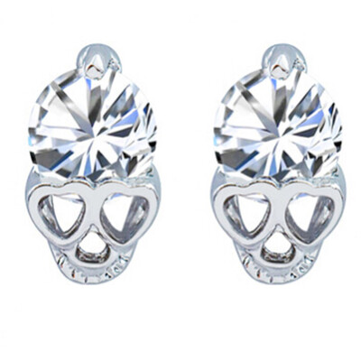 The 2019 Fashion Rose Gold Skull Earrings Hypoallergenic CZ Heart Earrings