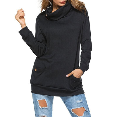 Women Sweatshirt Pure Color Cowl Neck Turtle Neck Long Sleeve Buttons Pockets Loose Casual Tops
Women Sweatshirt Pure Color Cowl Neck Turtle Neck Long Sleeve Buttons Pockets Loose Casual Tops