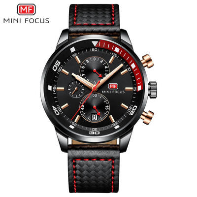 MINI Focus MF0017G Casual Mens 41mm Waterproof Sports Leather Strap Watch