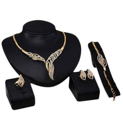 18K Gold Plated Wings-Shaped Crystal Chain Necklace Rings Bride Wedding Party Jewelry Set
18K Gold Plated Wings-Shaped Crystal Chain Necklace Rings Bride Wedding Party Jewelry Set