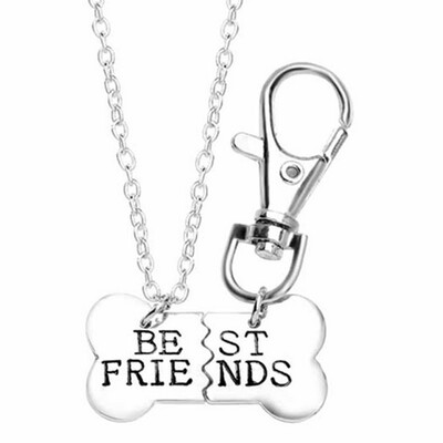 New Fashion Dog Bone Best Friends Charm Necklace & Keychain Friendship Jewelry