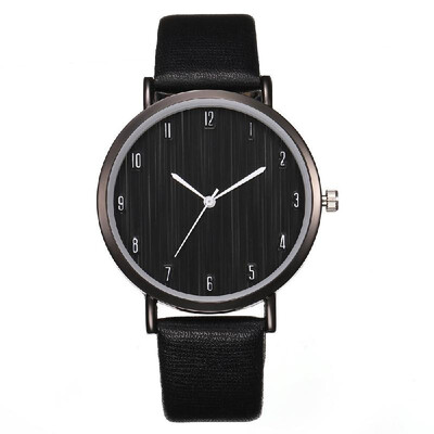 Women Fashion Simple Wood Veins Leather Band Alloy Case Quartz Wrist Watch