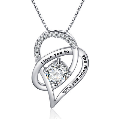 Sterling Silver "I Love You To The Moon&Back" Love Heart Cubic Zirconia Pendant Necklace
Sterling Silver "I Love You To The Moon&Back" Love Heart Cubic Zirconia Pendant Necklace