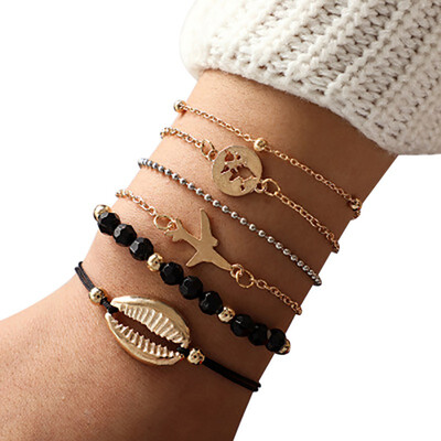 Girl Boy Gifts Metal Shell Airplane Map Beads Bracelet Six-Piece Set Female Male Bracelets For Memorial day
Girl Boy Gifts Metal Shell Airplane Map Beads Bracelet Six-Piece Set Female Male Bracelets For Memorial day