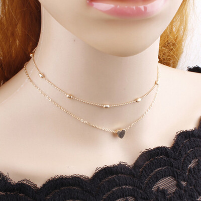 Simple Double Layers Chain Heart Pendant Necklace Choker Women Jewelry Women Daily Accessaries
Simple Double Layers Chain Heart Pendant Necklace Choker Women Jewelry Women Daily Accessaries