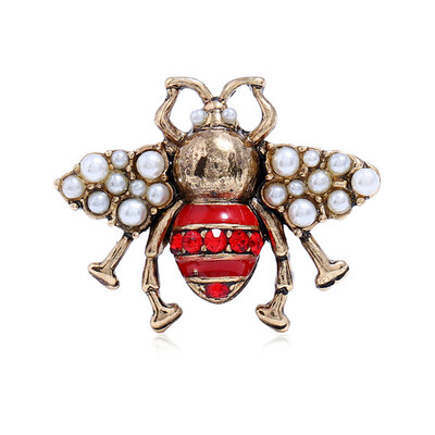 Adjustable Ring Retro Bronze Honey Bee Pearls Charm Open Ring for Women