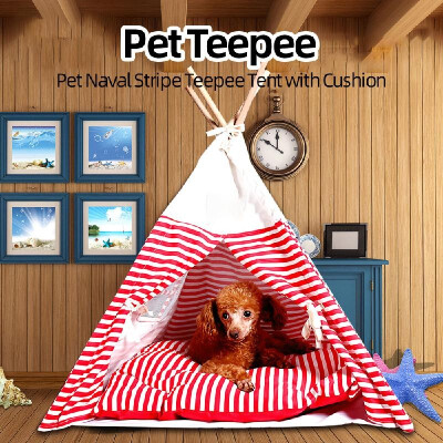 Pet Teepee Tent with Cushion Naval Stripe Teepee House with Pad for Dogs Puppy Cats Indoor Outdoor Removable Washable
Pet Teepee Tent with Cushion Naval Stripe Teepee House with Pad for Dogs Puppy Cats Indoor Outdoor Removable Washable