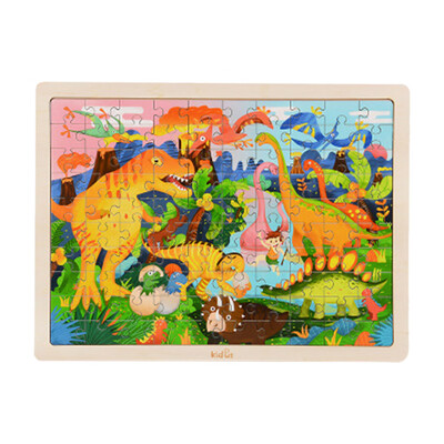 Gotoamei 100 Pieces Wooden Puzzle Kids Toy Puzzle Games Animal Pattern Kid Gift