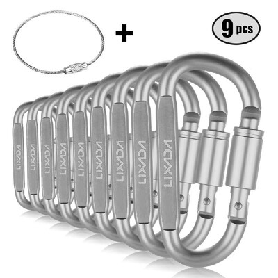 Lixada 9 Pack Aluminum Alloy D-ring Locking Carabiner Clip Set Screw Lock Hanging Hook Buckle Keychain with Steel Wire Ring for Ou
Lixada 9 Pack Aluminum Alloy D-ring Locking Carabiner Clip Set Screw Lock Hanging Hook Buckle Keychain with Steel Wire Ring for Ou
