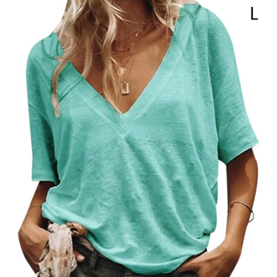Women Summer tshirt Concise Casual tee shirt femme All-match Solid Color Loose Short Sleeve V-collar T-shirts
Women Summer tshirt Concise Casual tee shirt femme All-match Solid Color Loose Short Sleeve V-collar T-shirts