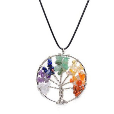 Chakras Tree Of Life Necklace Women Jewelry Fashion Temperament 7-Colour-Agate-Gravel Pendant Sweater Chain Sweet Fresh Creative
Chakras Tree Of Life Necklace Women Jewelry Fashion Temperament 7-Colour-Agate-Gravel Pendant Sweater Chain Sweet Fresh Creative