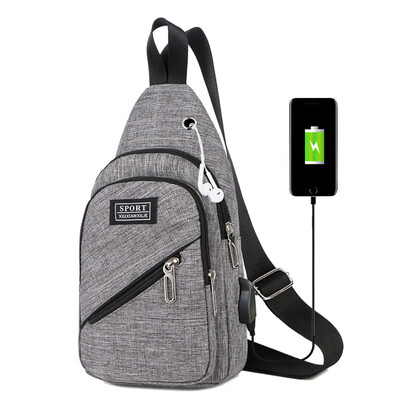 Tailored Mens Fashion Casual Outdoor Sports Chest Bag USB Charge Shoulder Messenger Bag