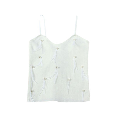 Women Casual Basic Sexy Versatile Slim Pearl Feather Sling Bottoming Stretch Camisole Tops
Women Casual Basic Sexy Versatile Slim Pearl Feather Sling Bottoming Stretch Camisole Tops