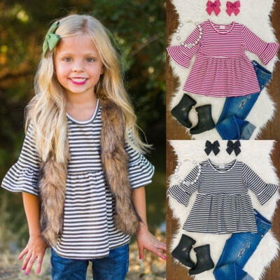 Baby Girls Kids Flared Sleeve Striped Shirt Toddler Cotton T-shirt Top Blouse Tee Blouse Kids Clothes
Baby Girls Kids Flared Sleeve Striped Shirt Toddler Cotton T-shirt Top Blouse Tee Blouse Kids Clothes
