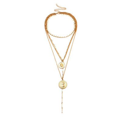 Metal coins necklace Cross Jesus Necklace Long Style Pendants Sparkling Chain Necklaces For Women Friendship Jewelry gift 1