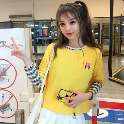 Women Long Sleeve T-Shirt O-Neck Loose Fit Color Block Striped Basic T-Shirts Tops Patchwork Full Sleeve Size MLXL Female Tee
Women Long Sleeve T-Shirt O-Neck Loose Fit Color Block Striped Basic T-Shirts Tops Patchwork Full Sleeve Size MLXL Female Tee